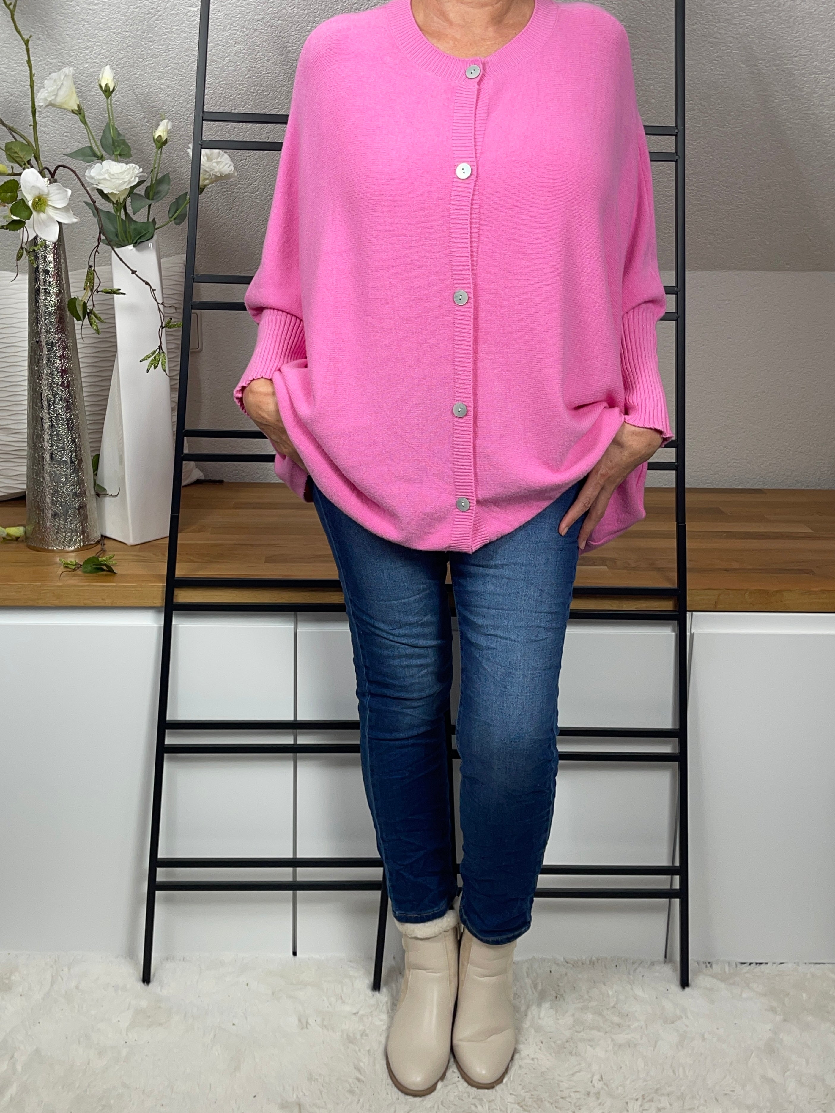 Damen Poncho Strickjacke Einheitsgrösse Gr. 38 - 48 in 2 Farben