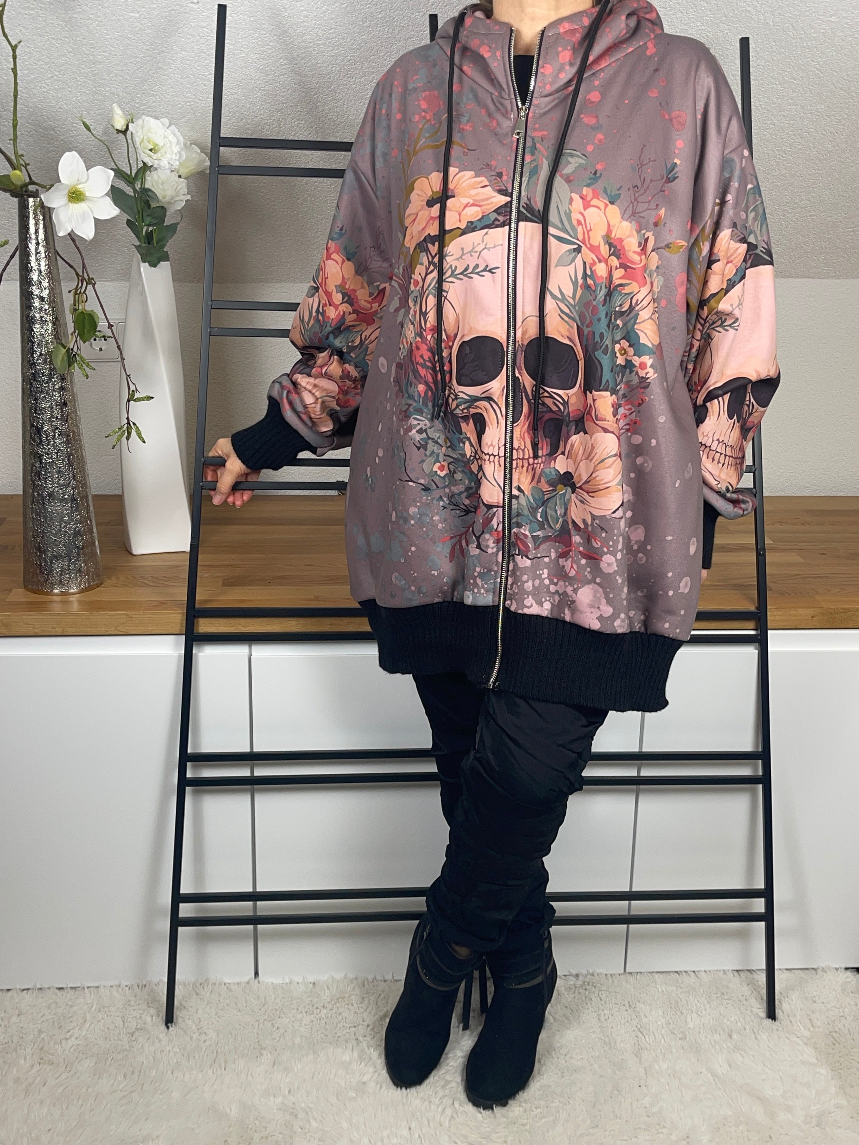 Damen - Softshelljacke „Skull“ in taupe - rose - bunt