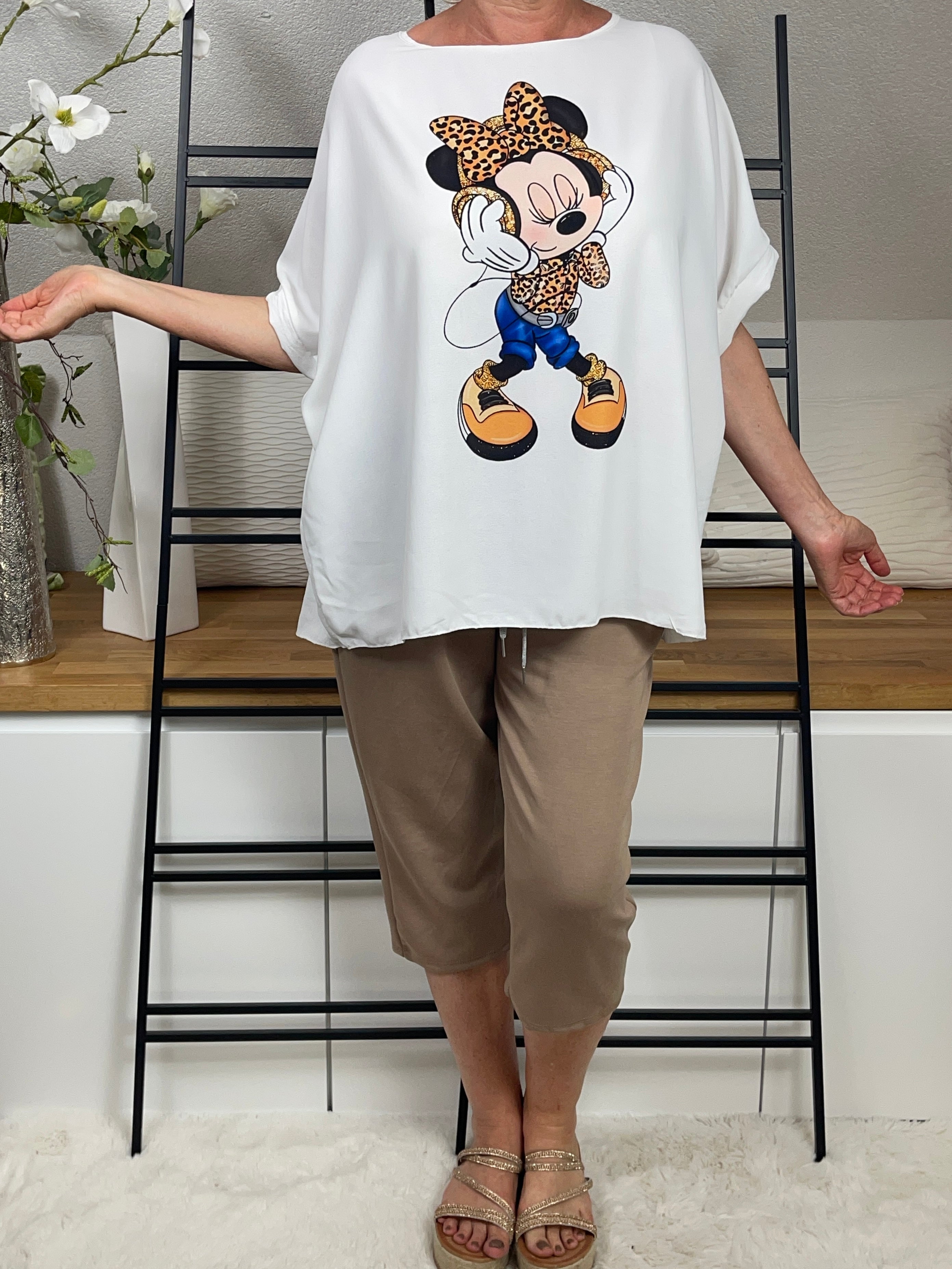 Damen - Tunika - Shirt „Minney“ Einheitsgrösse Gr. 42 - 48 in weiß - bunt