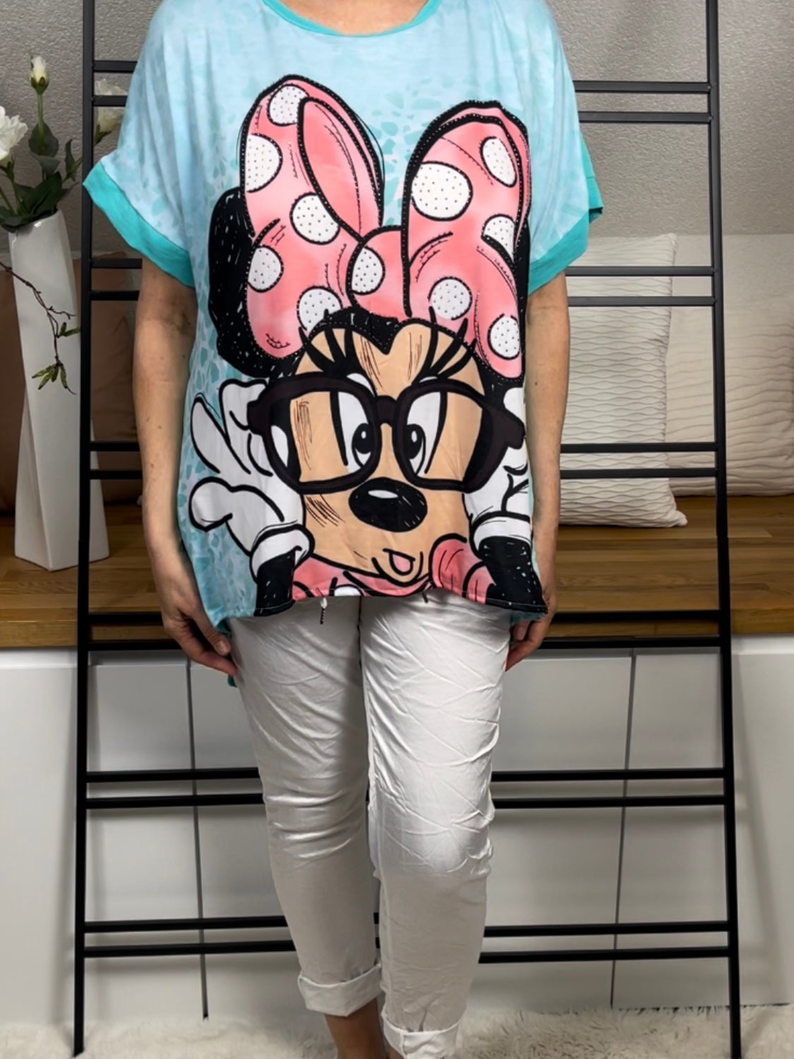 Damen - Tunika - Shirt „Minney“ Animal - Glitzer und Pailletten Einheitsgrösse Gr. 38 - 46 in 7 Farben