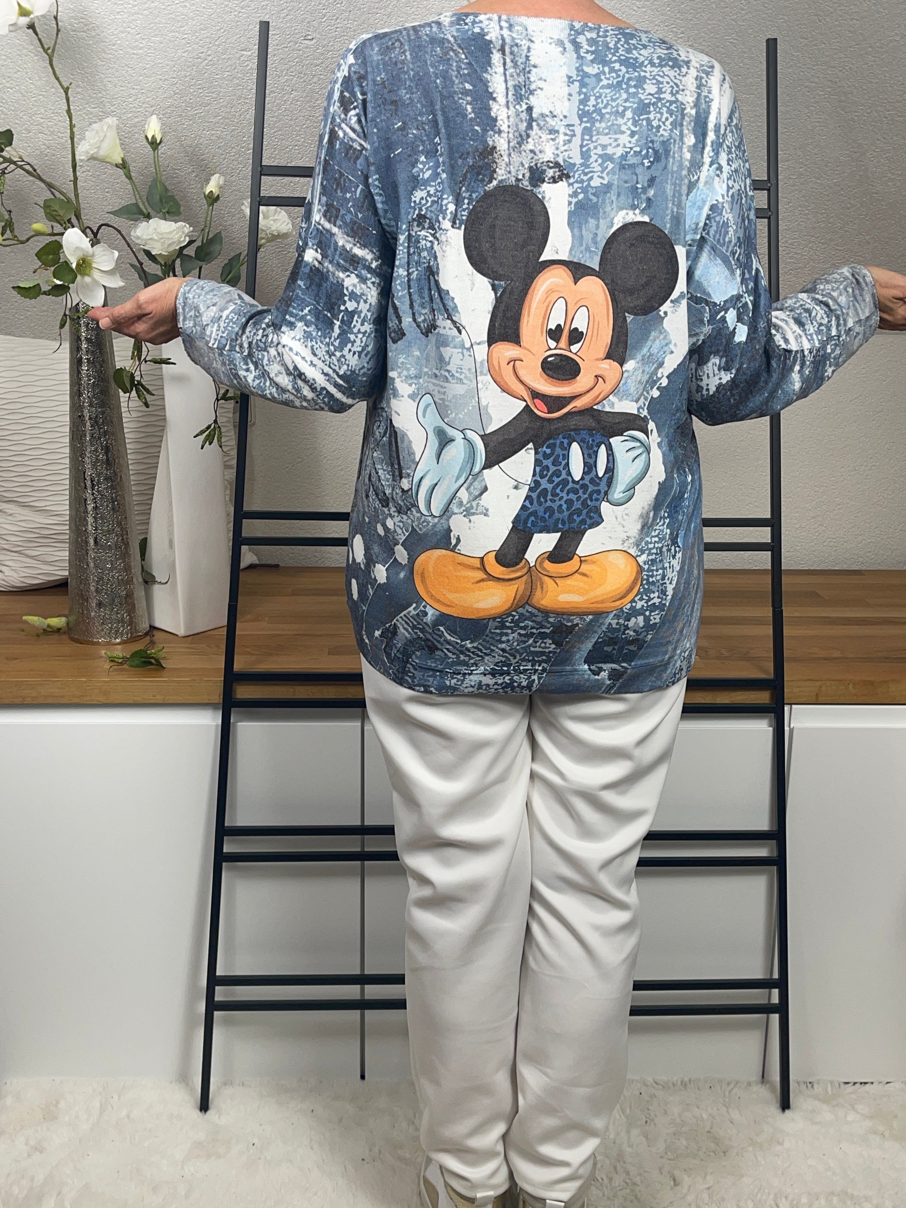 Damen - Feinstrick Pullover „Mickey Mouse“ Einheitsgrösse Gr. 38 - 44 in blau