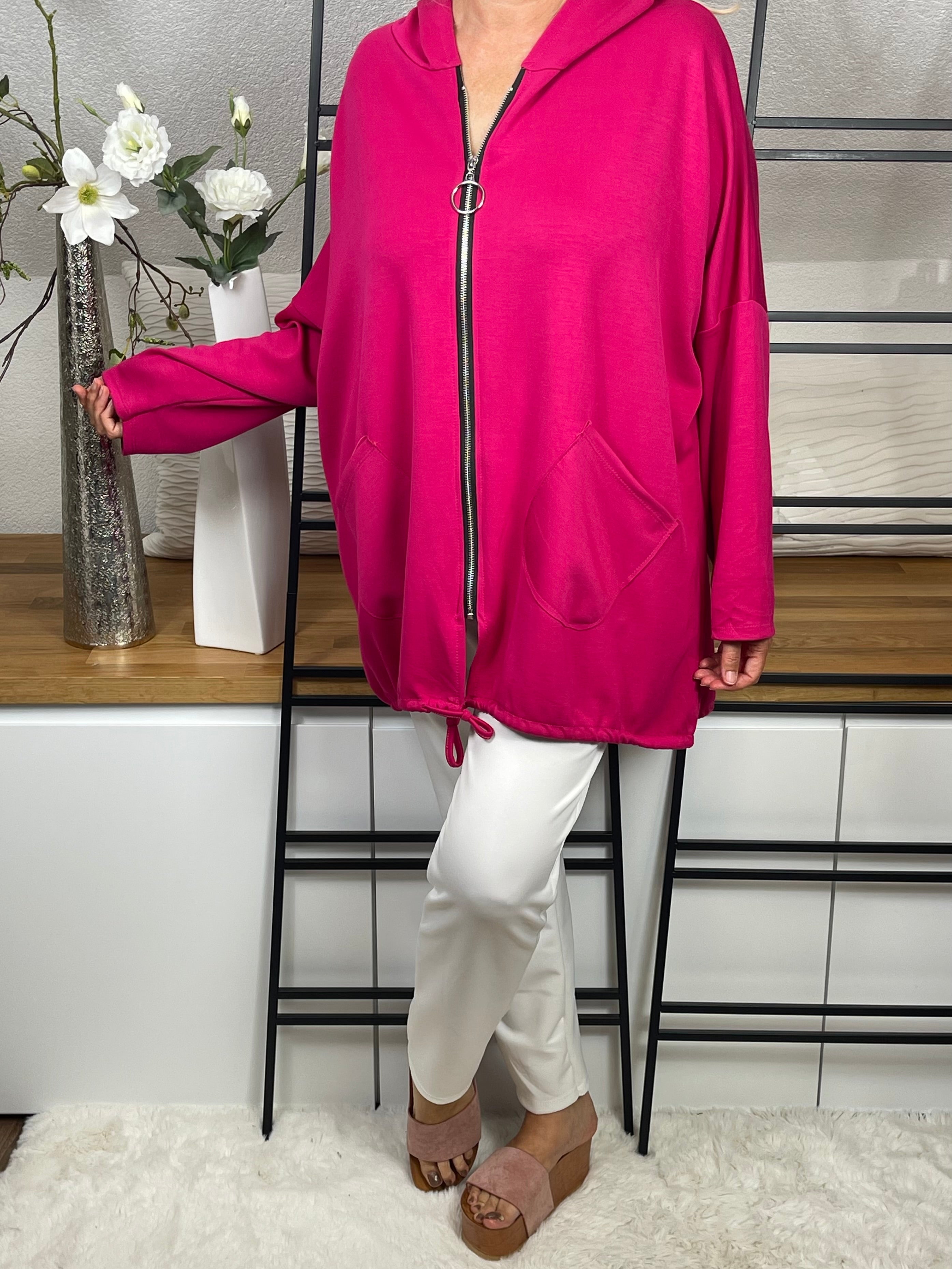 Damen „Fluffi“ Jacke Einheitsgrösse Gr. 38 - 48 in pink