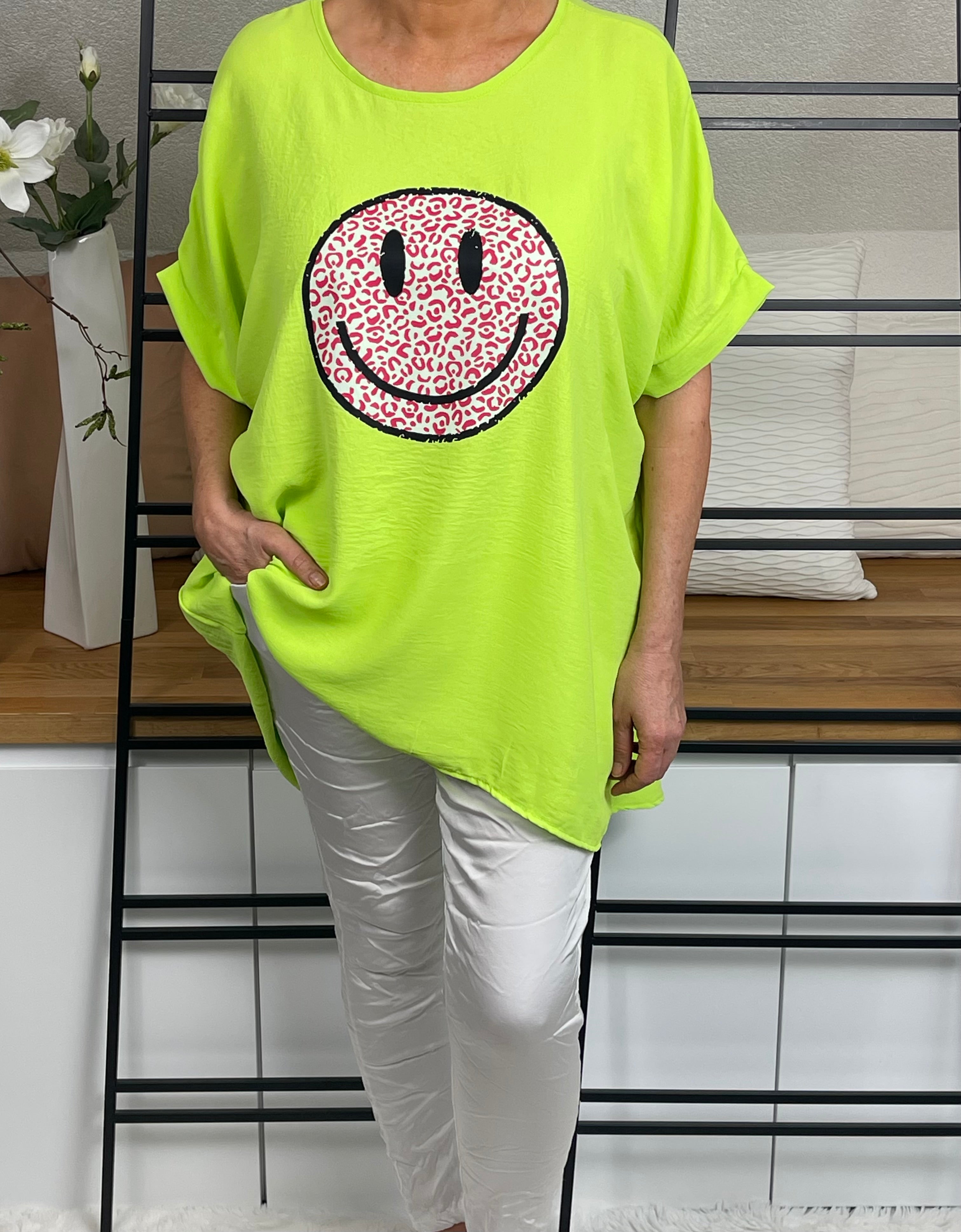 Damen Tunika - Shirt  „Smile“ Einheitsgrösse Gr. 44 - 50 in 5 Farben