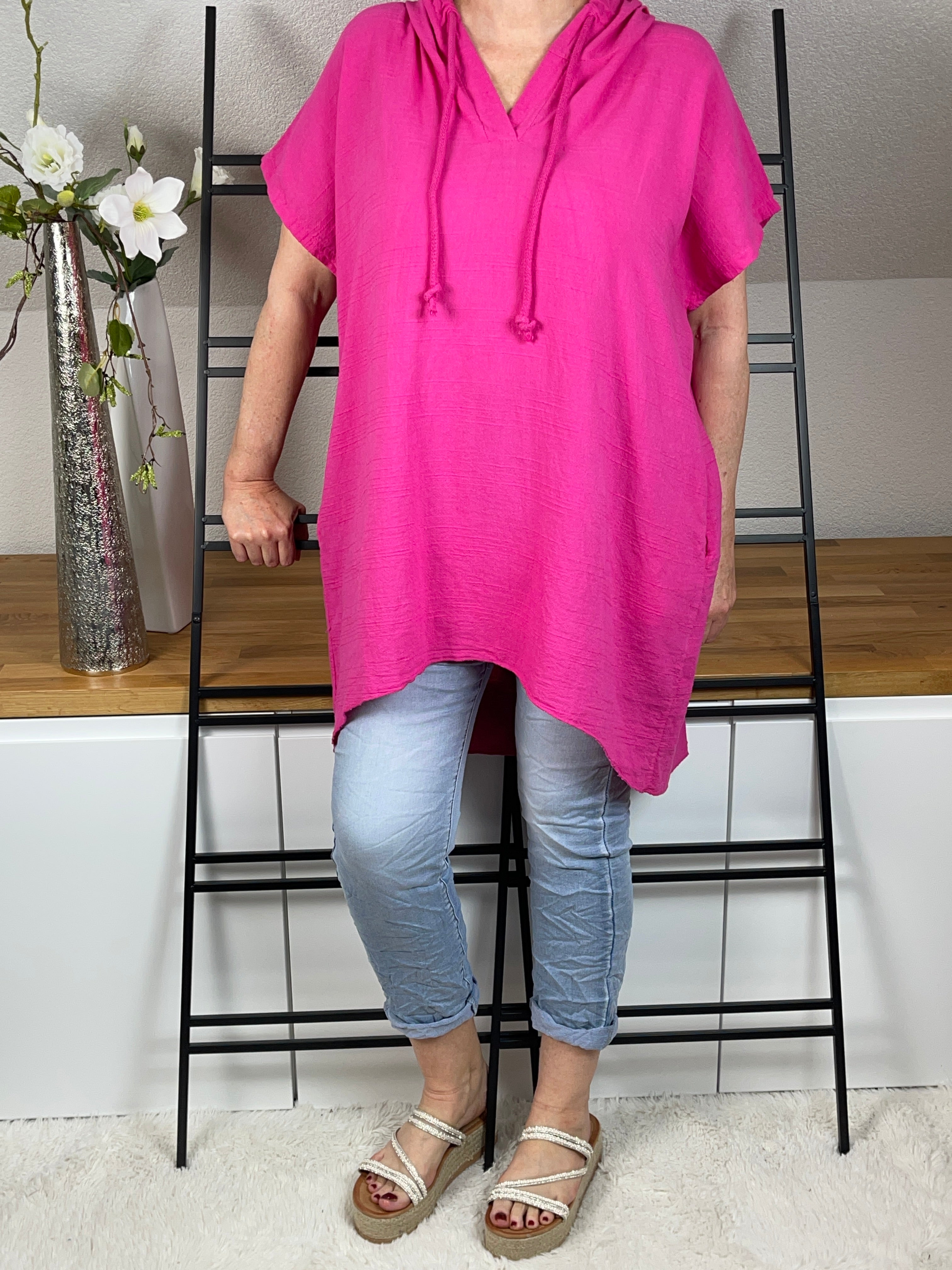 Tunika - Kleid „Lori“ mit Kapuze Einheitsgröße Gr. 38 - 46