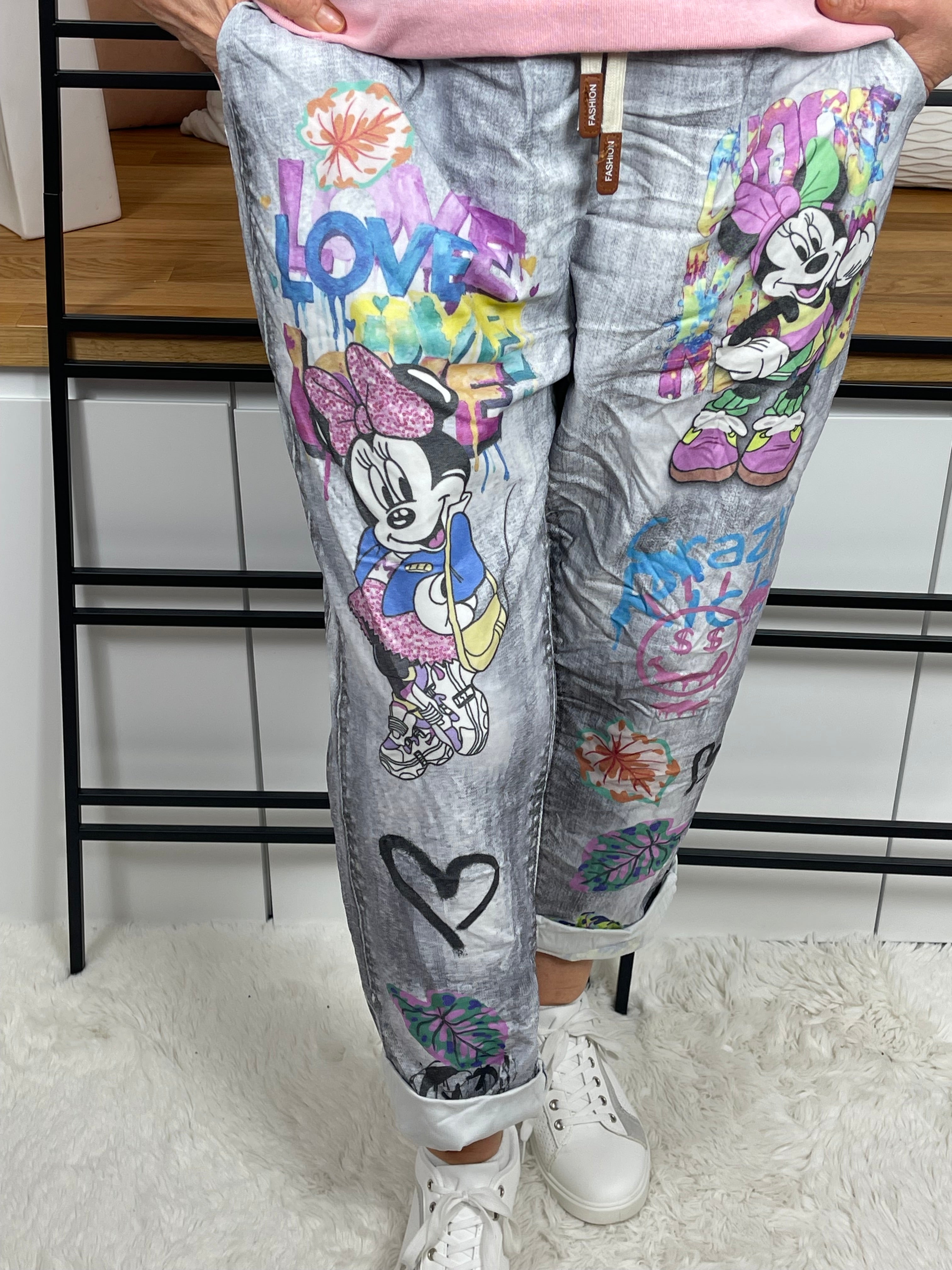 Damen - Jogpant „Mickey“ mit „Wow“ Effekt Einheitsgrösse Gr. 42/44 - 50 in 4 Varianten