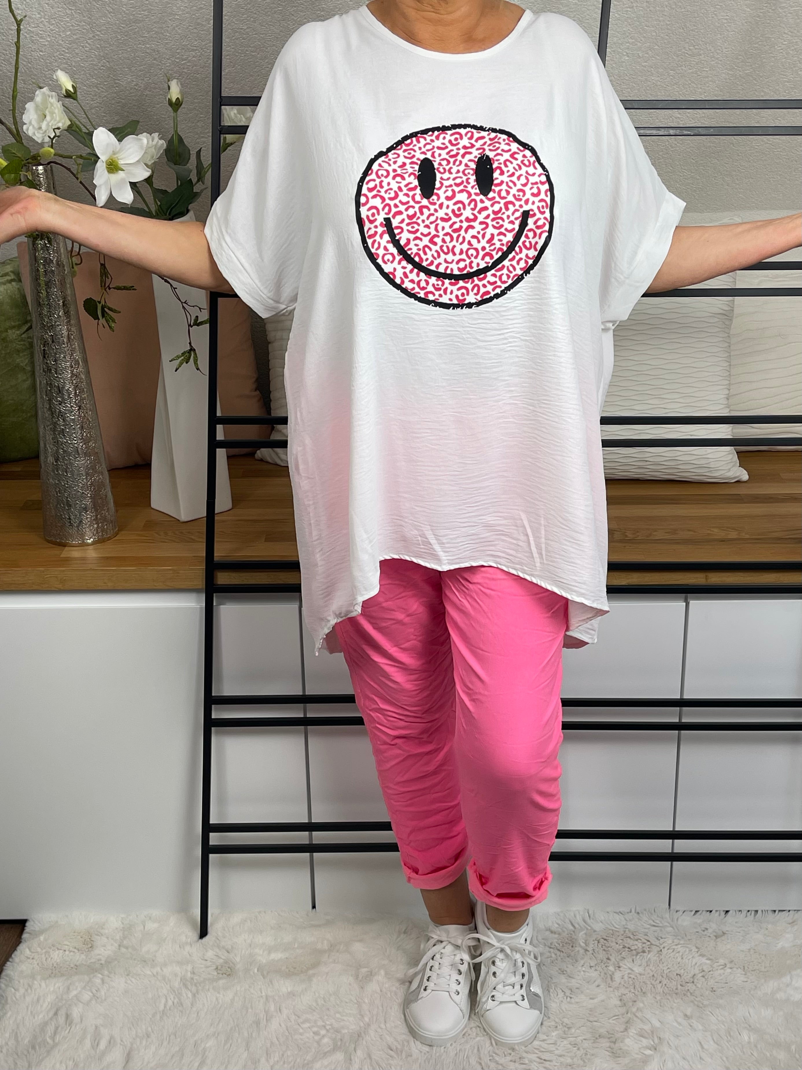 Damen Tunika - Shirt  „Smile“ Einheitsgrösse Gr. 44 - 50 in 5 Farben