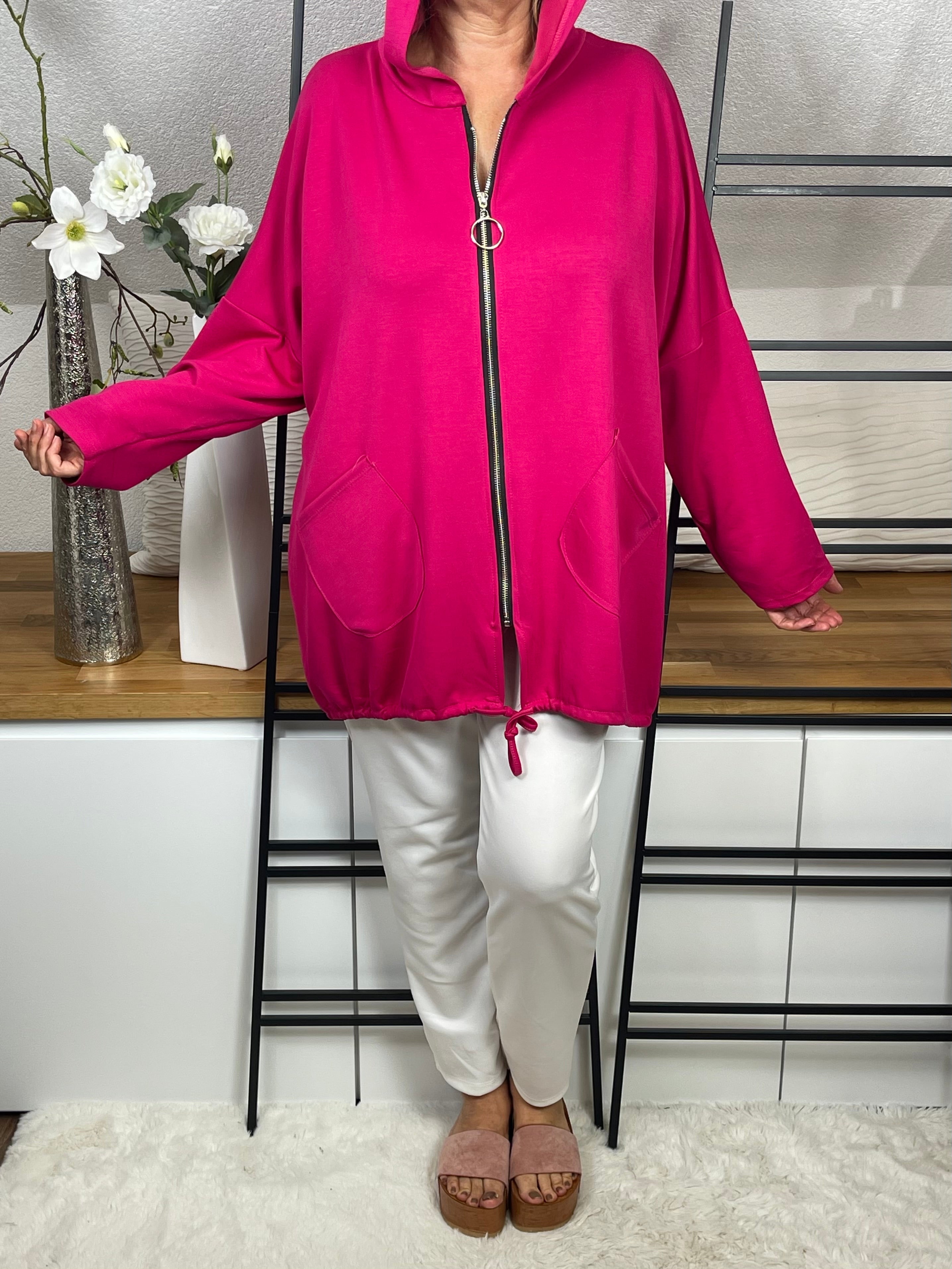 Damen „Fluffi“ Jacke Einheitsgrösse Gr. 38 - 48 in pink