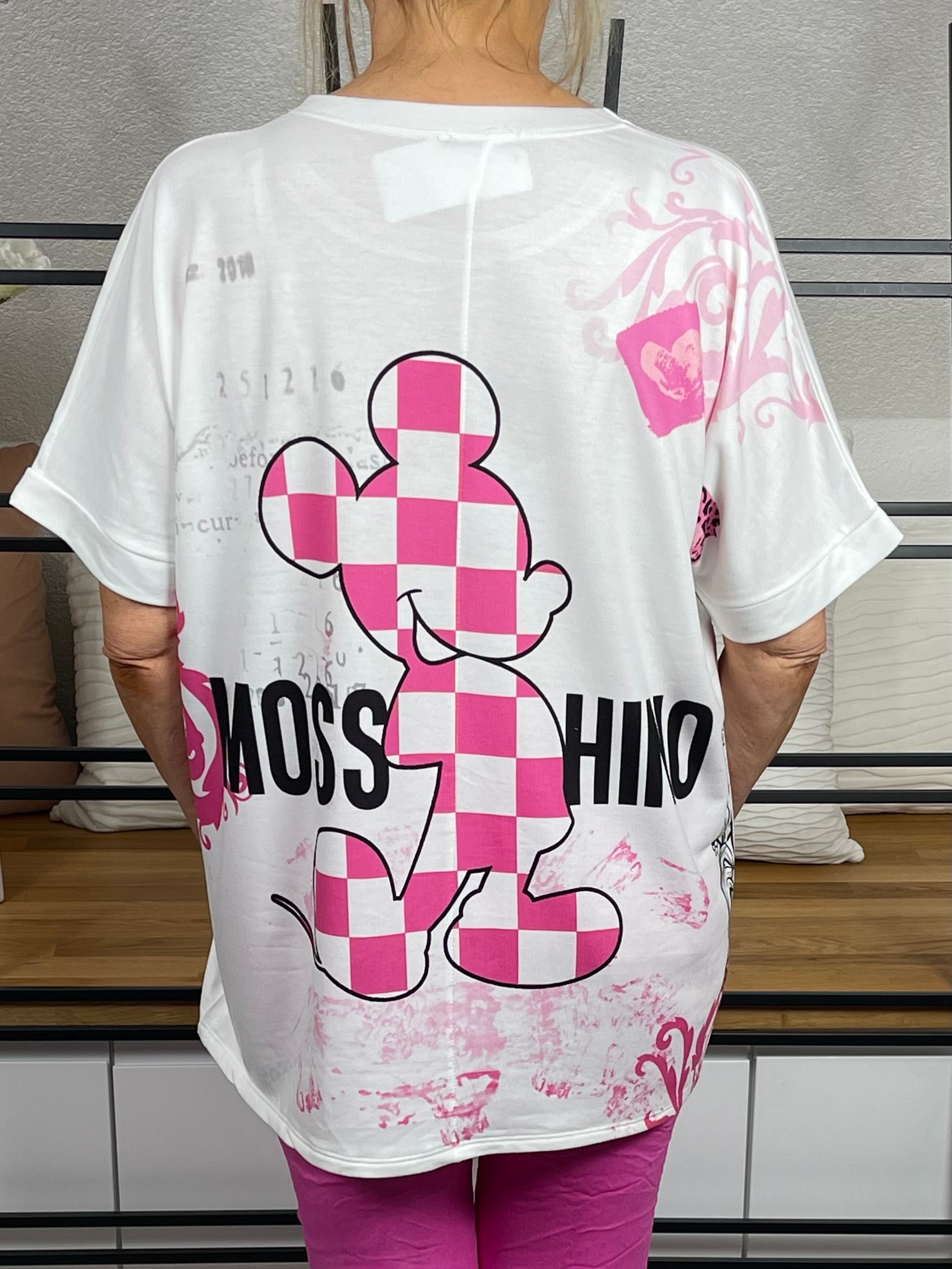 Damen - T - Shirt „Mickey“ Einheitsgrösse Gr. 38 - 44 in weiß - bunt