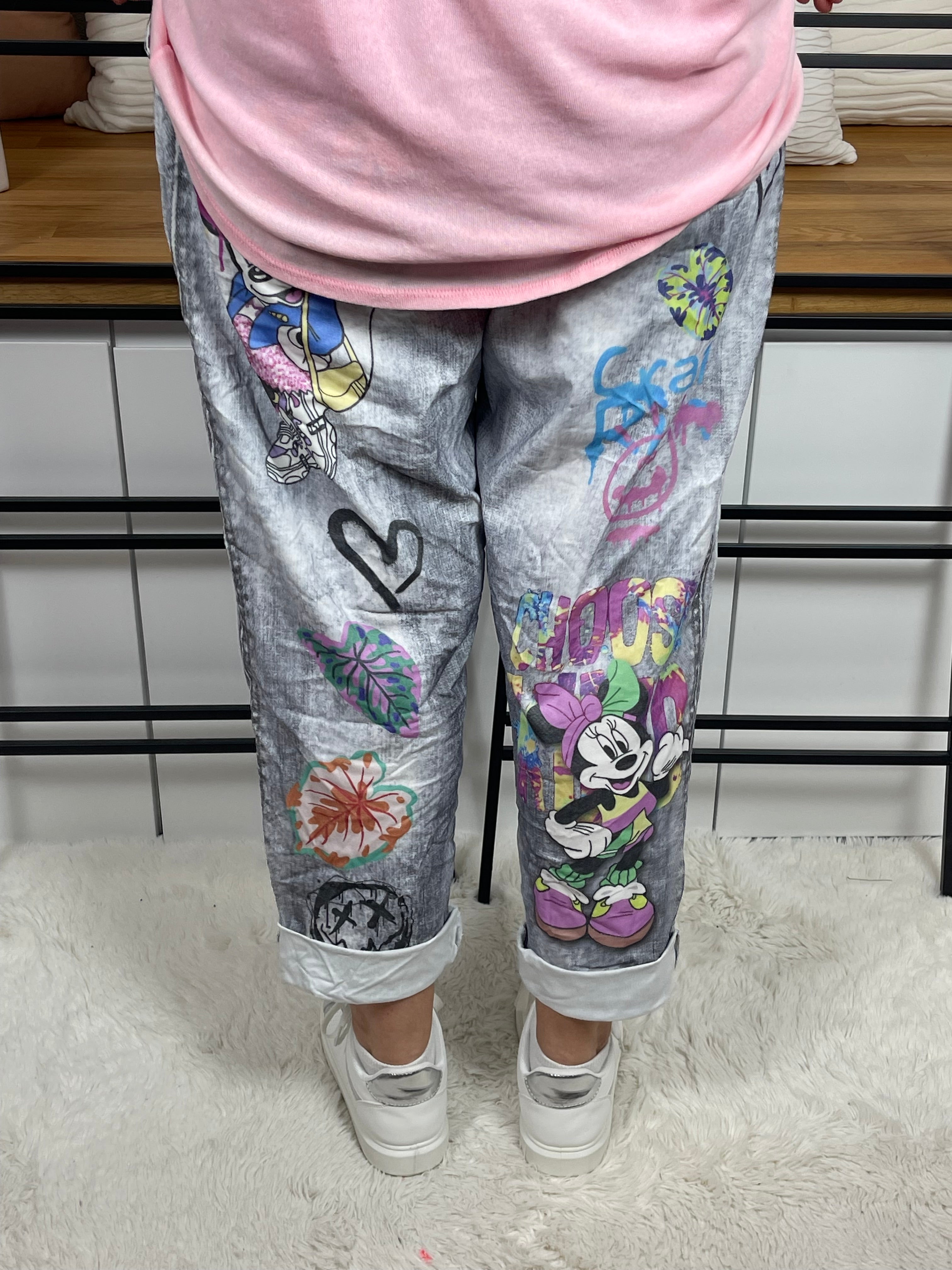 Damen - Jogpant „Mickey“ mit „Wow“ Effekt Einheitsgrösse Gr. 42/44 - 50 in 4 Varianten