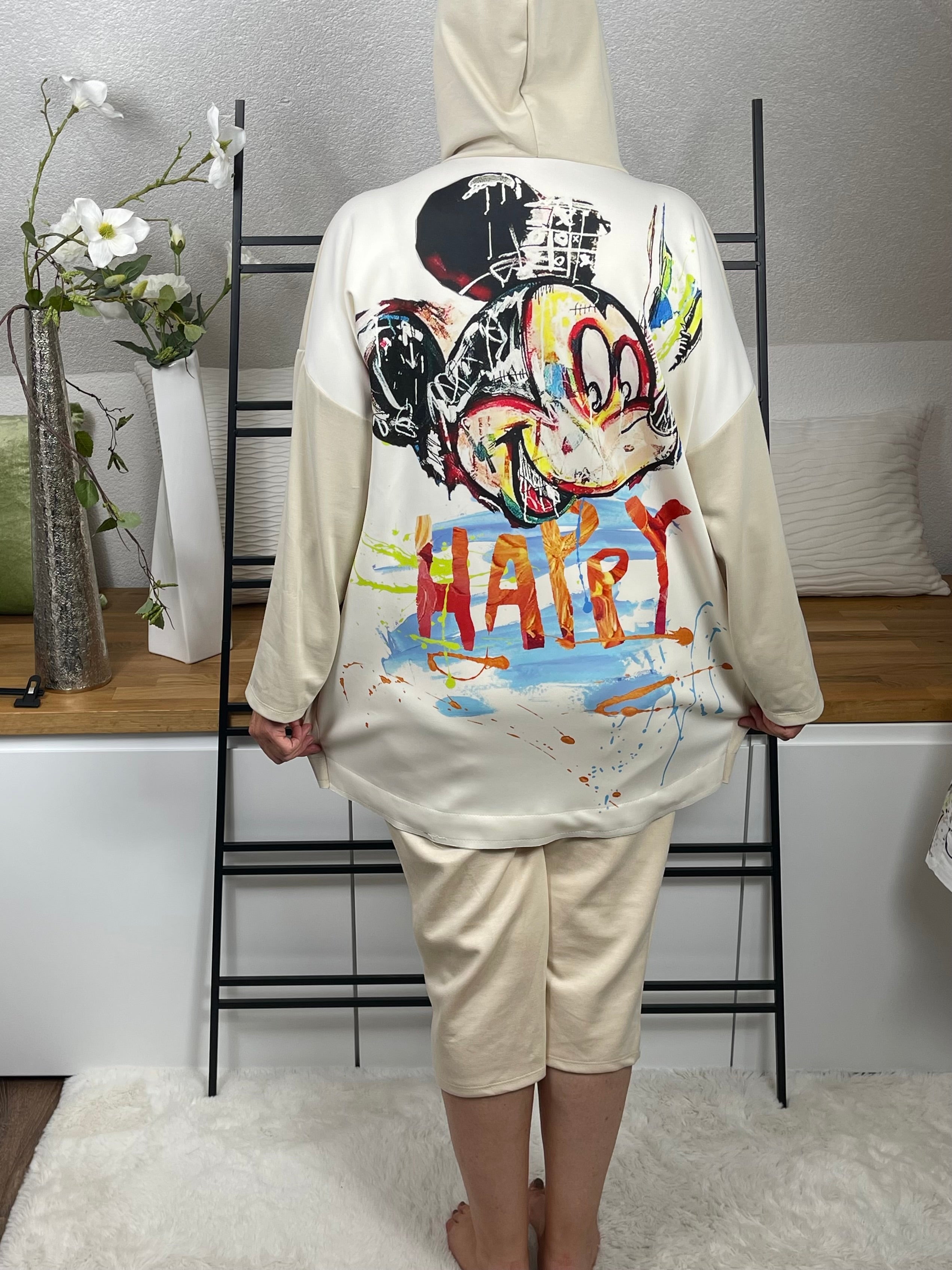 Damen Sweat - Jacke „Mickey“ mit Kapuze Einheitsgrösse Gr. 38 - 46 in 3 Farben