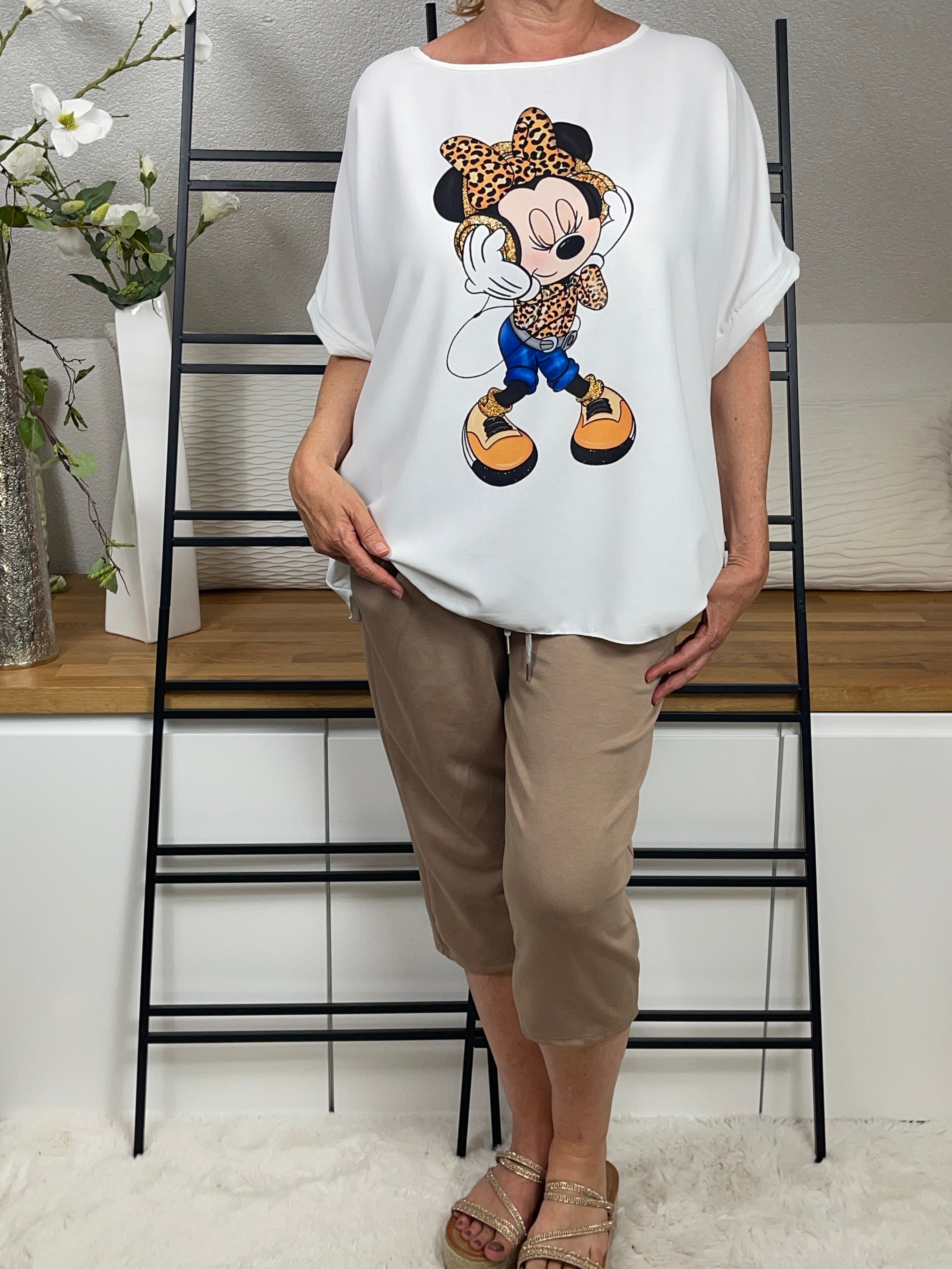 Damen - Tunika - Shirt „Minney“ Einheitsgrösse Gr. 42 - 48 in weiß - bunt