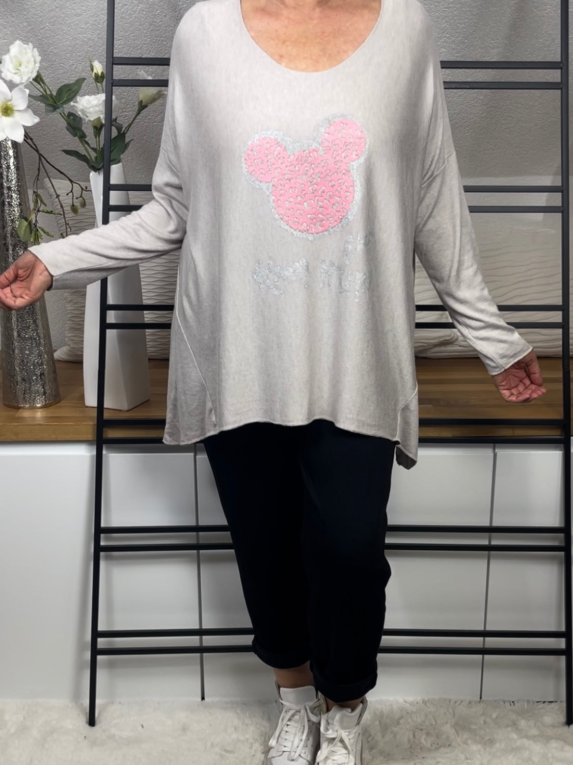 Damen -Feinstrick - Pullover „Mickey Mouse“ Einheitsgrösse Gr. 38 - 48 in 4 Farben