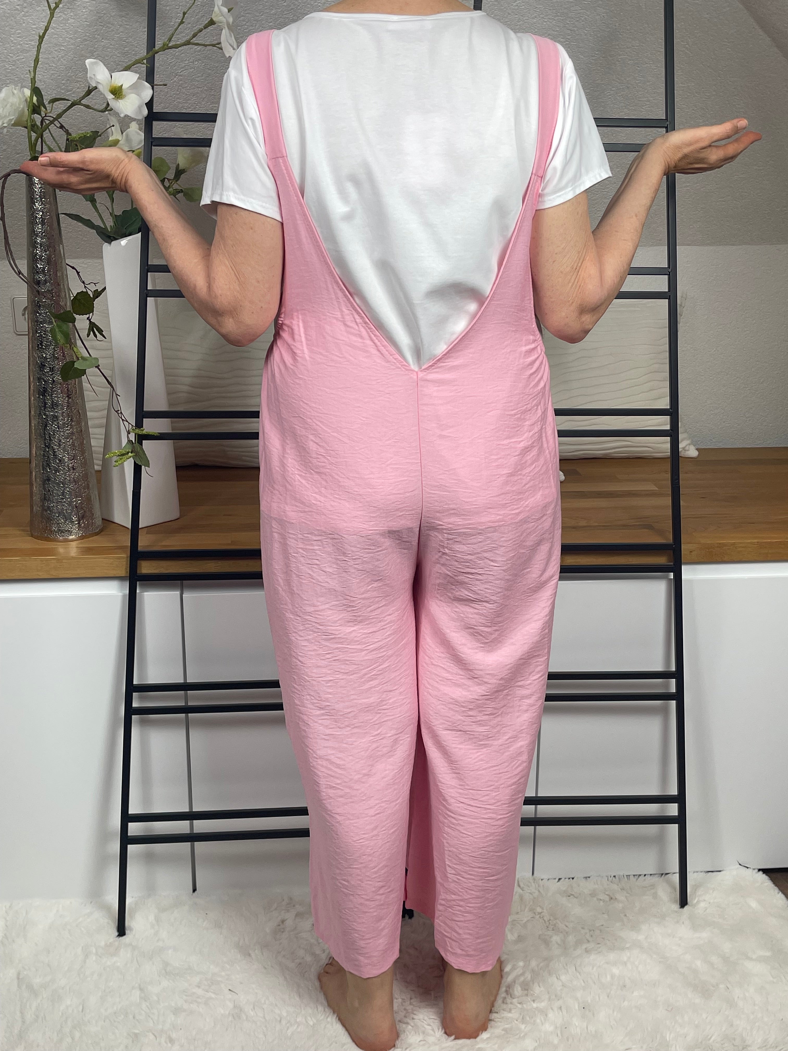 2 tlg. Damen Overall „Streetstyle“  Einheitsgrösse Gr. 38 - 44 in weiß - rosa