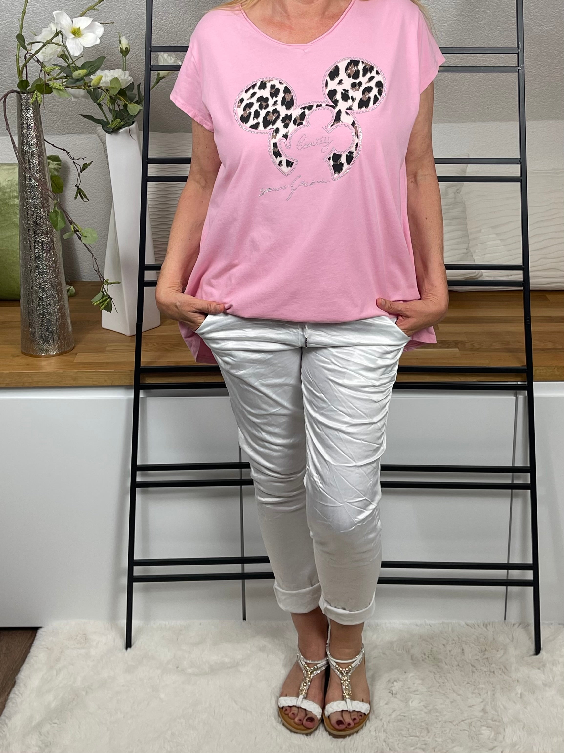 Damen - T - Shirt „Mickey“ Einheitsgrösse Gr. 38 - 44 in 6 Farben