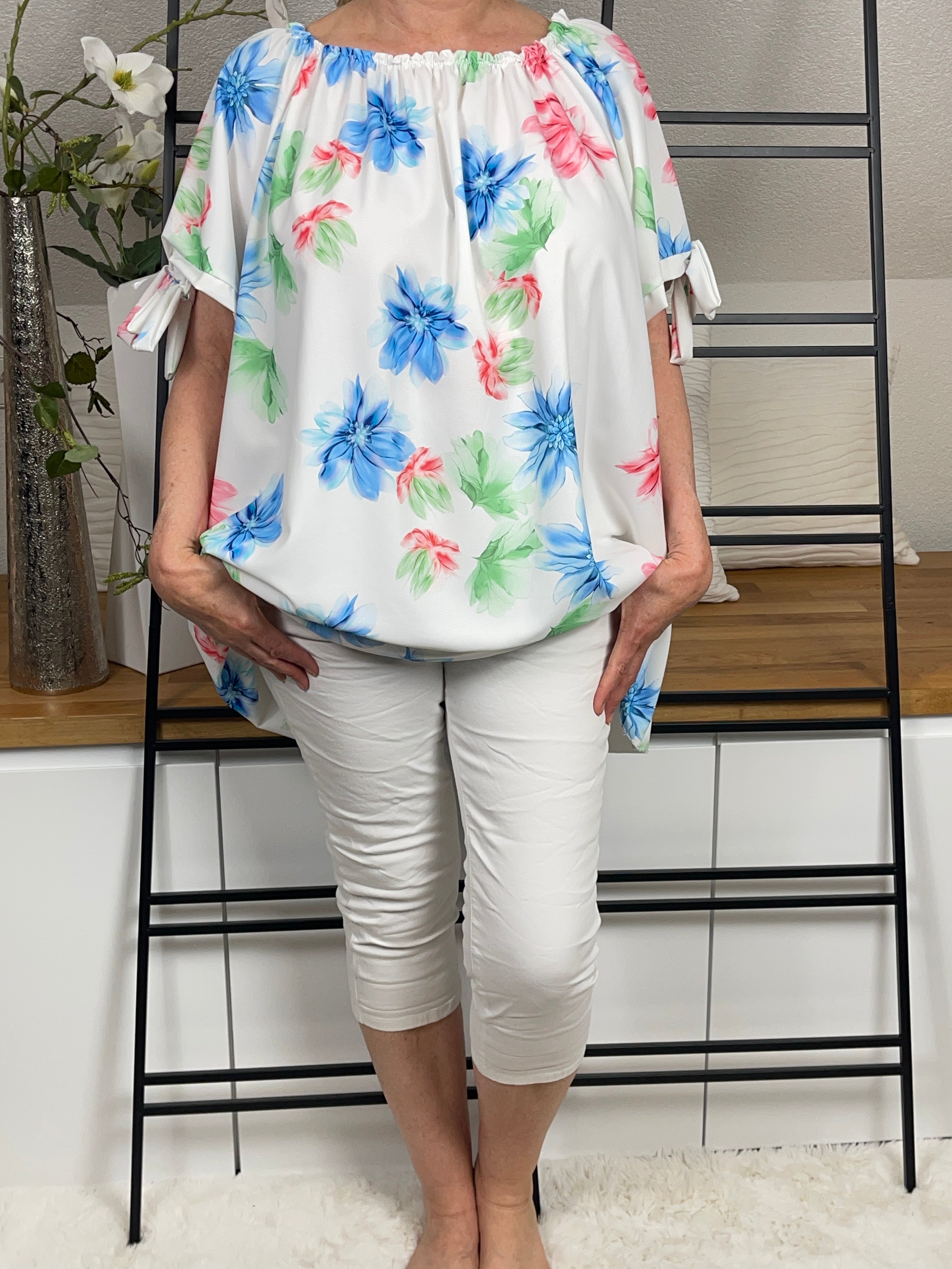 Damen Tunika „Flower Print“ Einheitsgrösse Gr. 44 - 48+ in 2 Farben