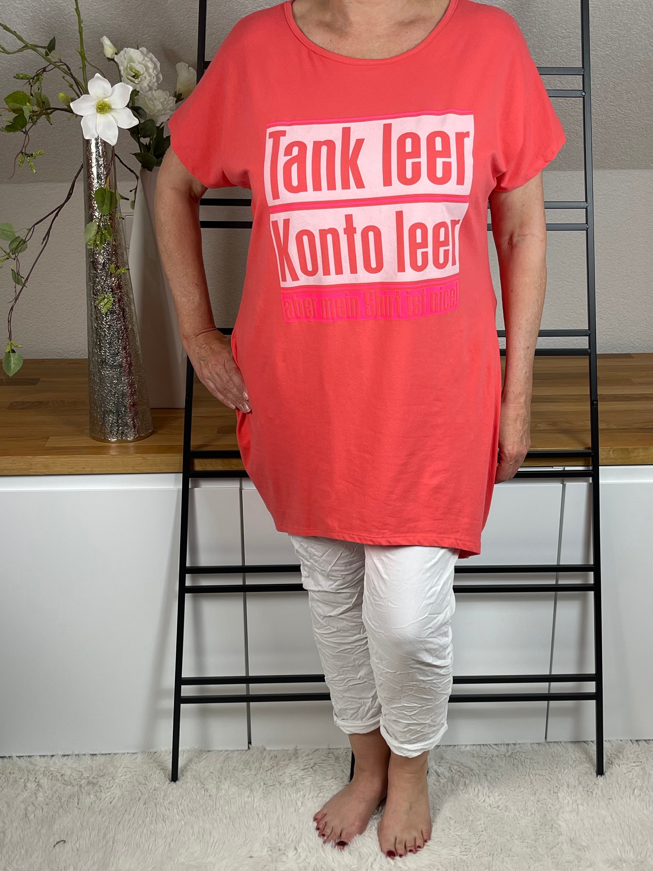 Maxi - Shirt - Kleid  „Tank leer…“ Einheitsgrösse Gr. 40 - 46 in 2 Farben