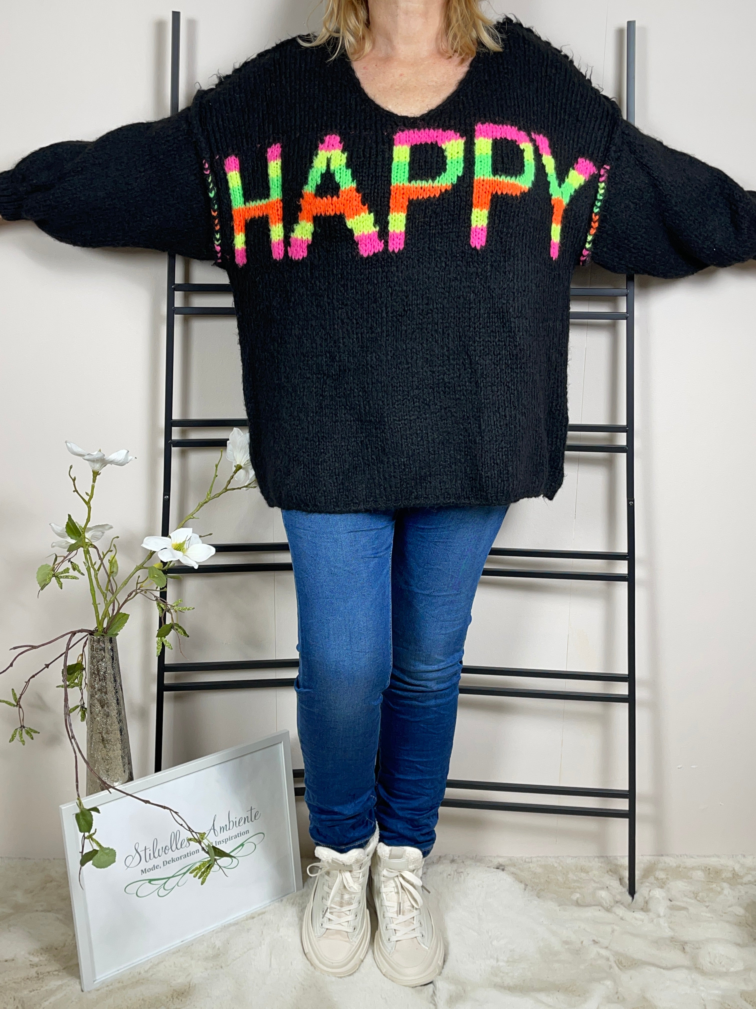 Pullover „Happy“ Einheitsgrösse Gr. 36 - 44
