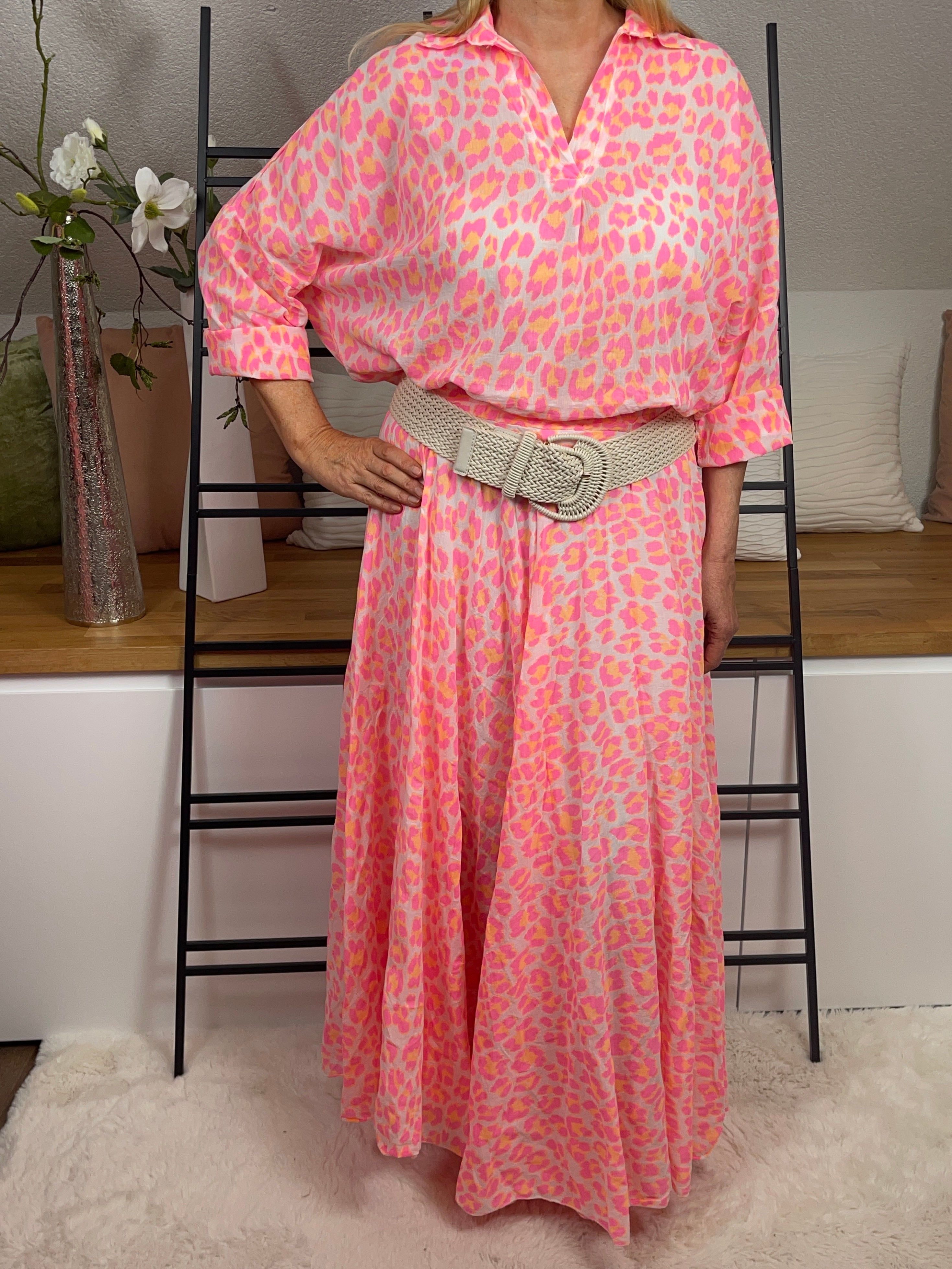 Damen - Bluse „Animallove“ Einheitsgrösse Gr. 38 - 46 in neonpink