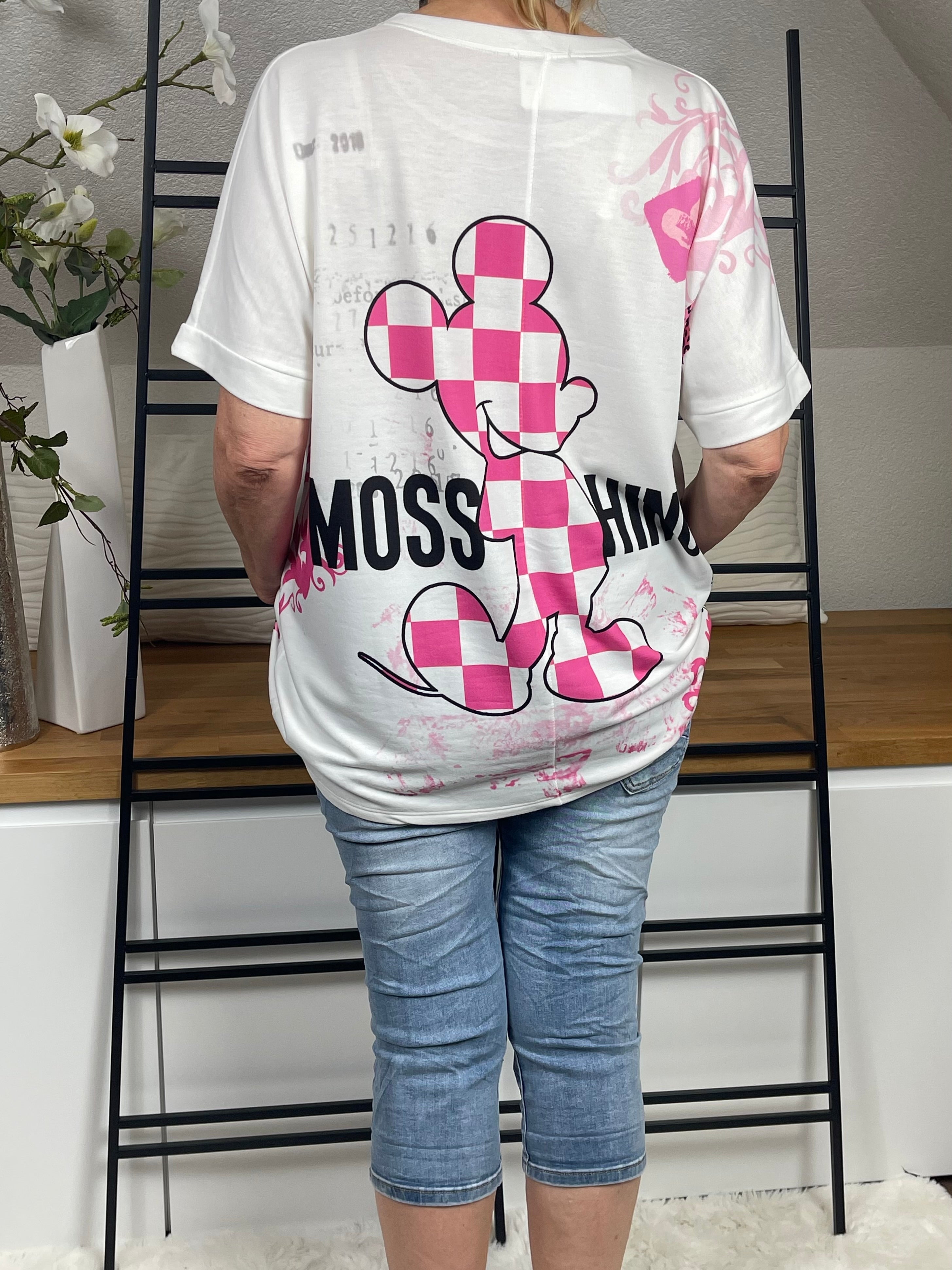 Damen - T - Shirt „Mickey“ Einheitsgrösse Gr. 38 - 44 in weiß - bunt