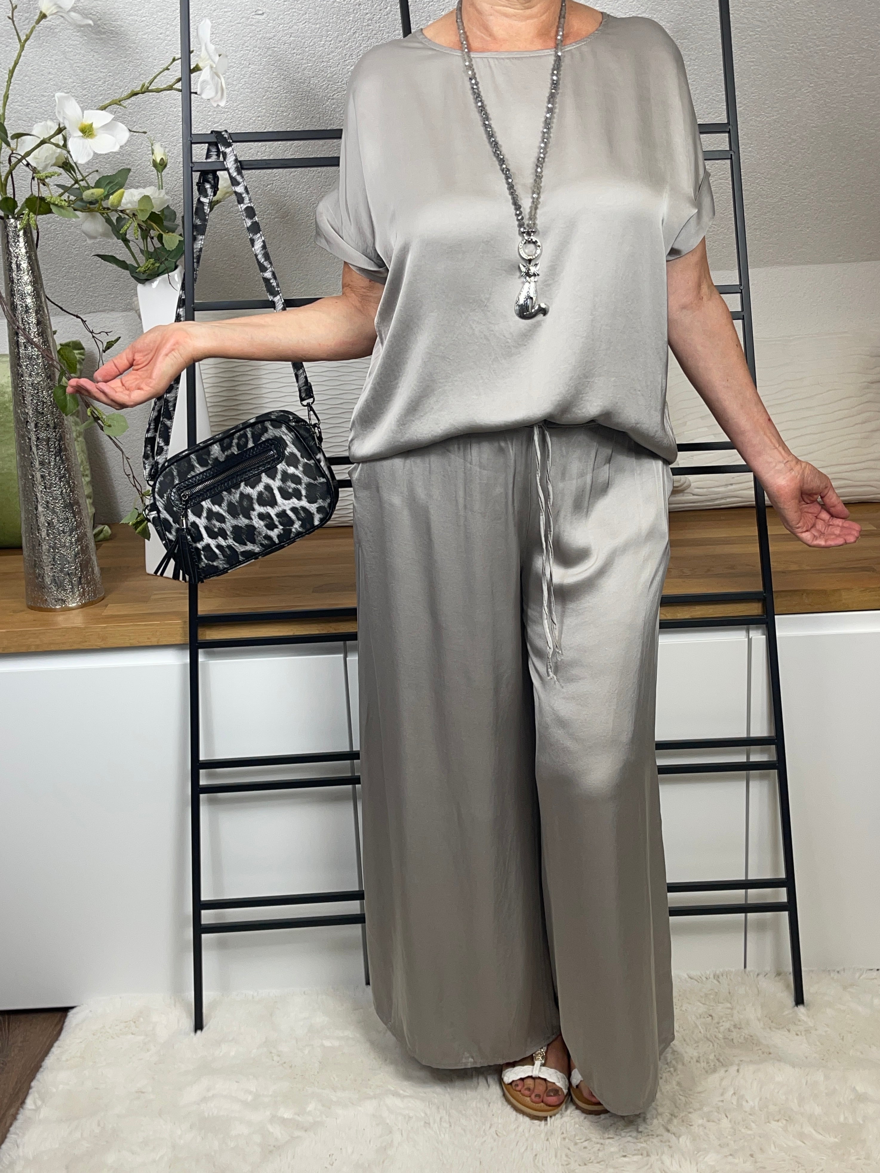 Elegante weite Damen - Glanz - Jogpant Einheitsgrösse Gr. 36 - 42 in 5 Farben
