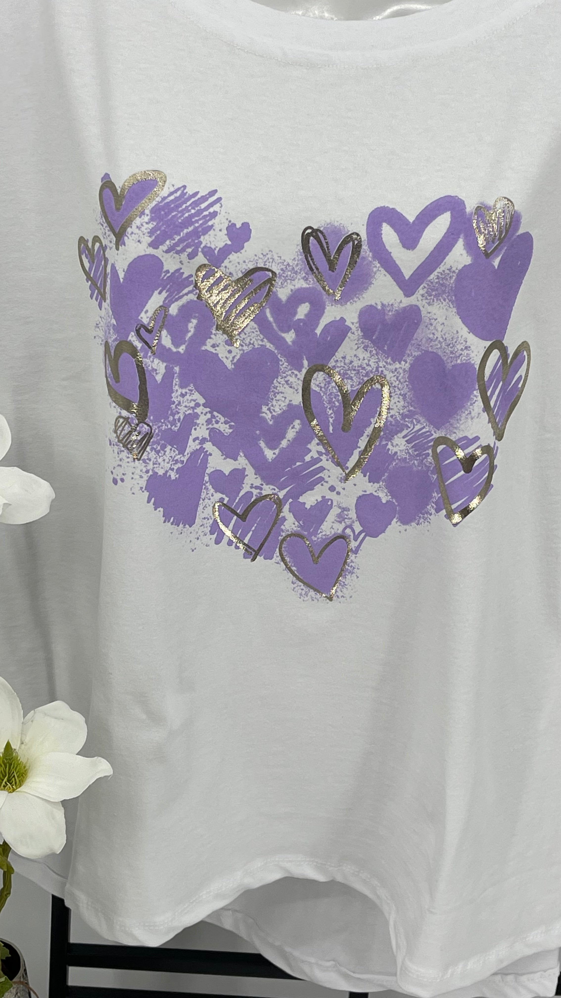 T - Shirt „Herzen“ Einheitsgrösse Gr. 36 - 42