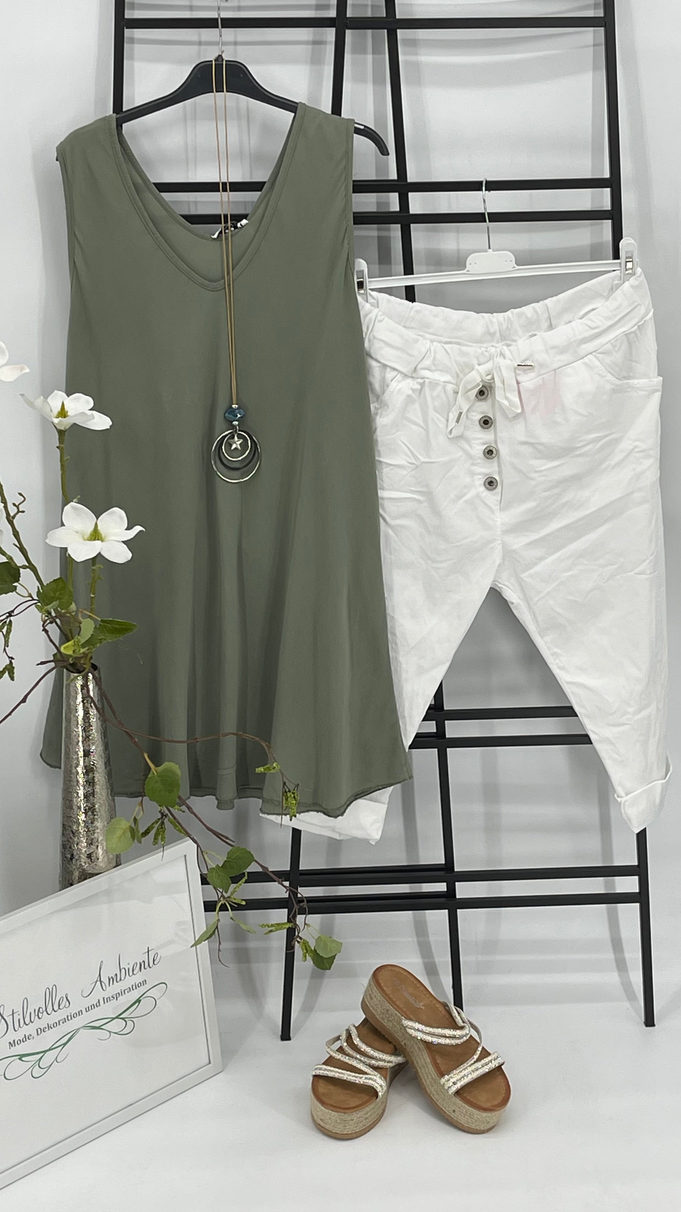 Top - Blusentop mit Kette „Franzi“ Einheitsgrösse Gr.  36 - 44/46 in 8 Farben