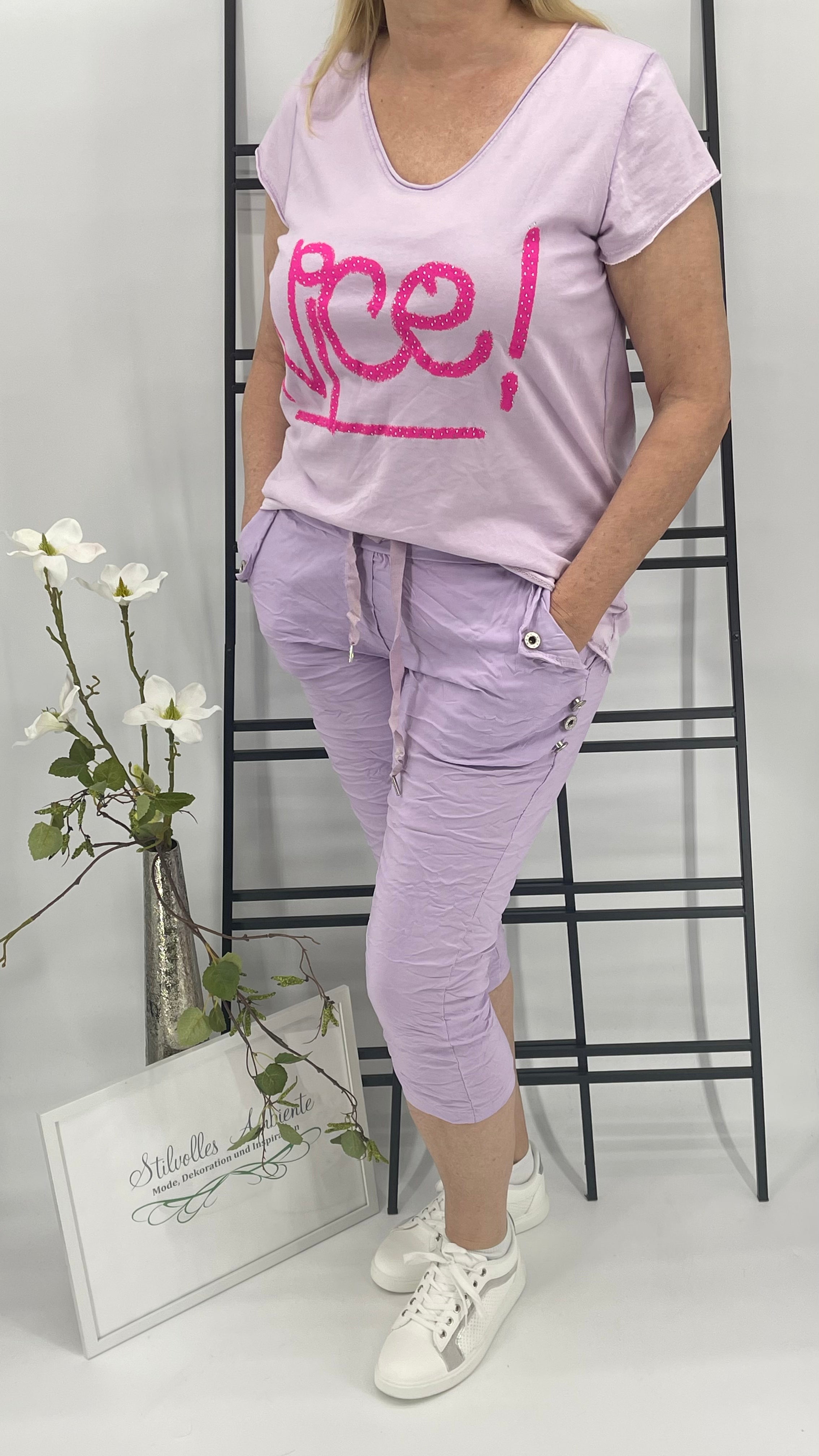 Damen - 3/4 - Hose mit Kordel und Zierknöpfen Einheitsgrösse Gr. 36 - 40/42 in 4 Farben