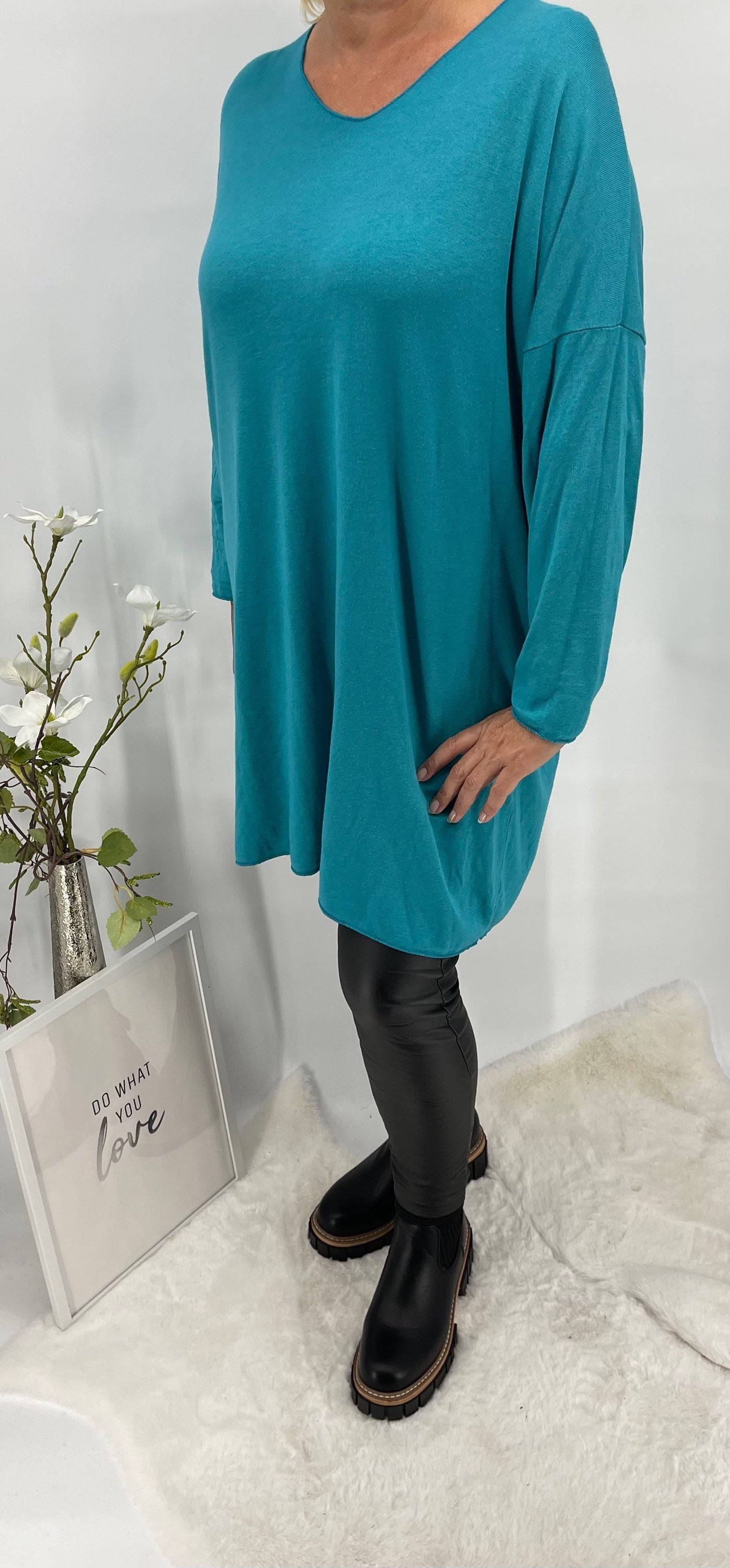 Pullover - Kleid mit Kette  „Feinstrick“ Einheitsgrösse Gr. 36 - 46/48