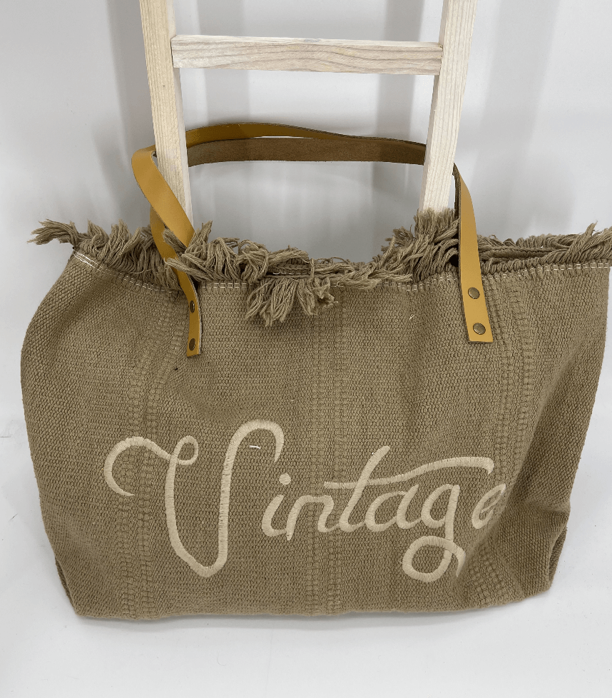 Tasche  „Vintage“ handgestickt  Lederhenkel