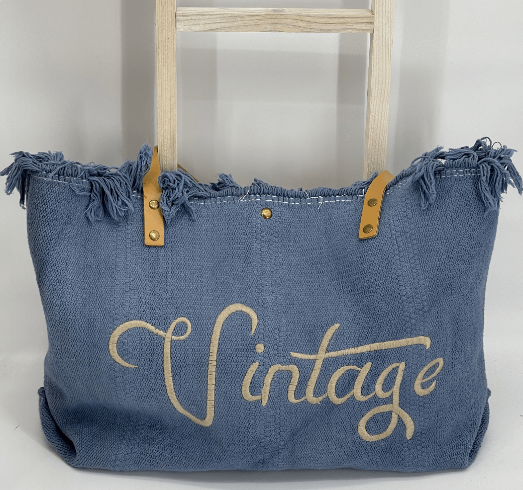 Tasche  „Vintage“ handgestickt  Lederhenkel