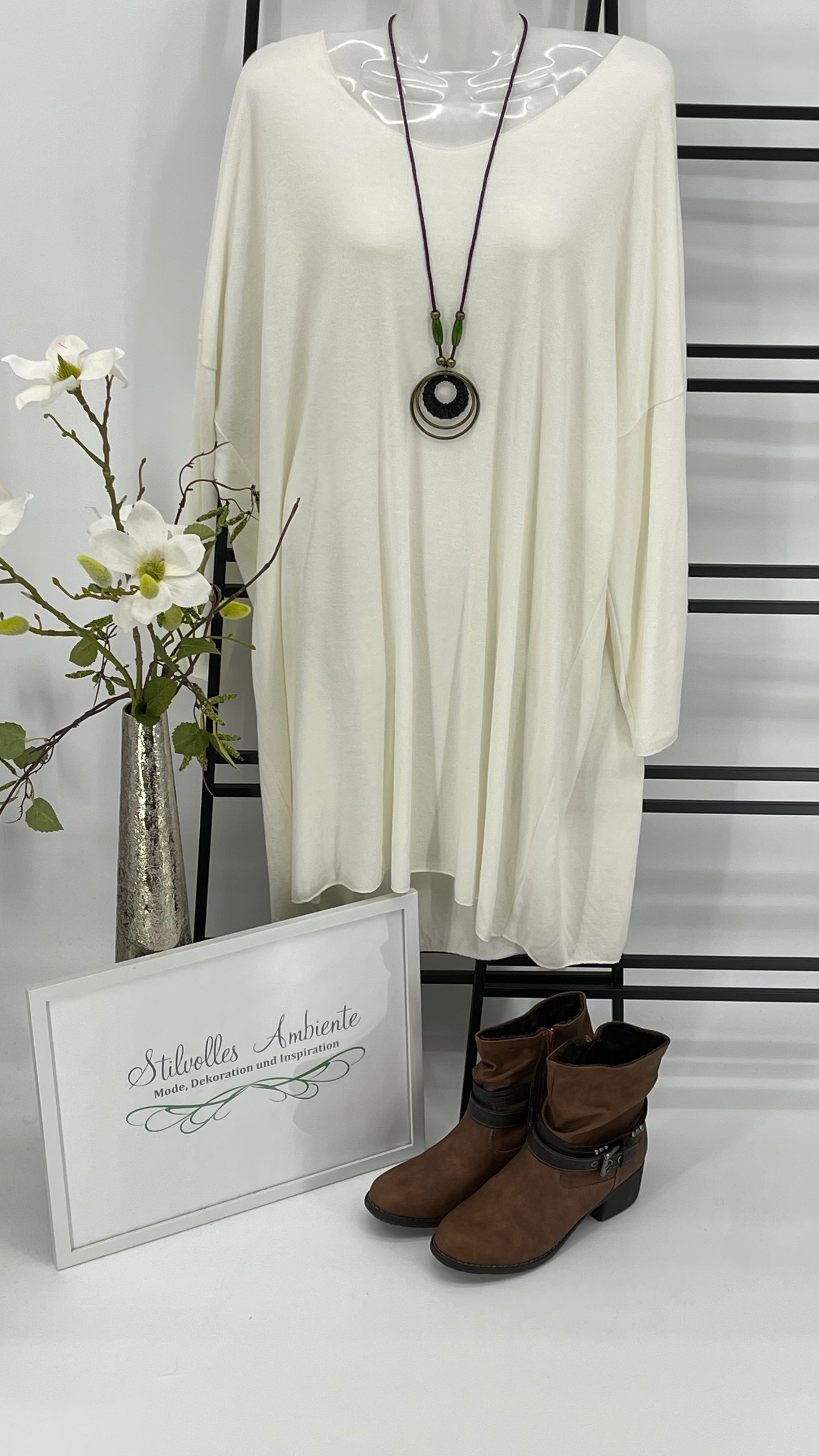 Pullover - Kleid mit Kette  „Feinstrick“ Einheitsgrösse Gr. 36 - 46/48
